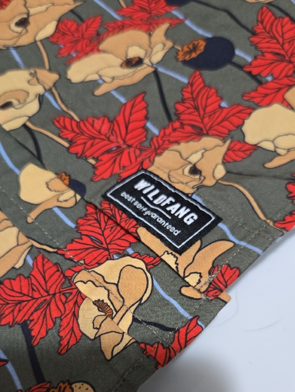 Wildfang Red and Cream Poppy Floral 'The Essential Button Up' Camp Shirt Plus 2X - Picture 3 of 5